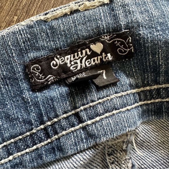 Sequin Hearts Size 7 Blue Jeans Straight Leg Cropped Womens Light Wash Mid Rise - Picture 9 of 14